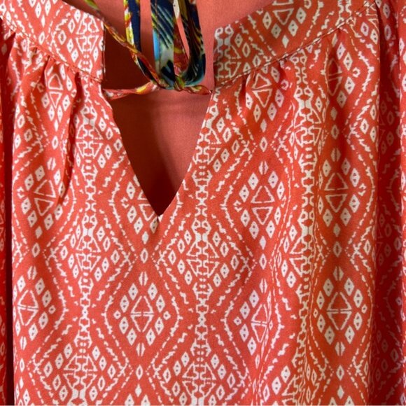 Hello Miss Small Multicolored Tribal Loose fit Lined Dress with 3/4 Sleeves - Picture 5 of 9